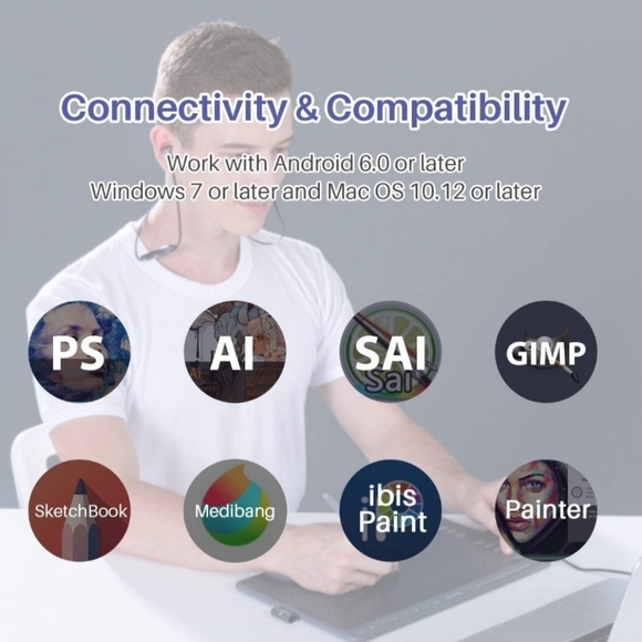 NIB - HUION HS611 Creative Pen Tablet - Graphics Drawing Tablet - Picture 10 of 11